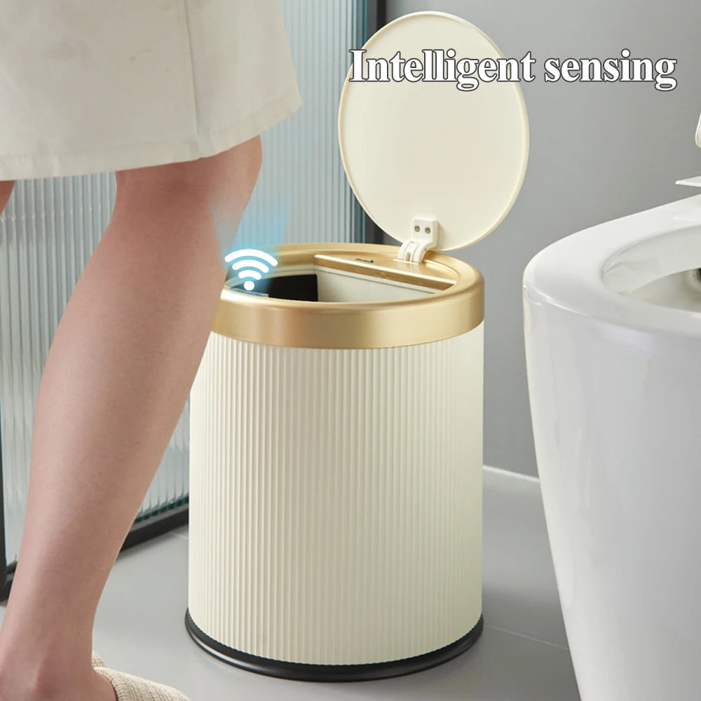 10L Light Luxury Smart Sensor Trash Can For Bathroom Kitchen Automatic Sensor Trash Bin With inner barrel Electric Wastebasket