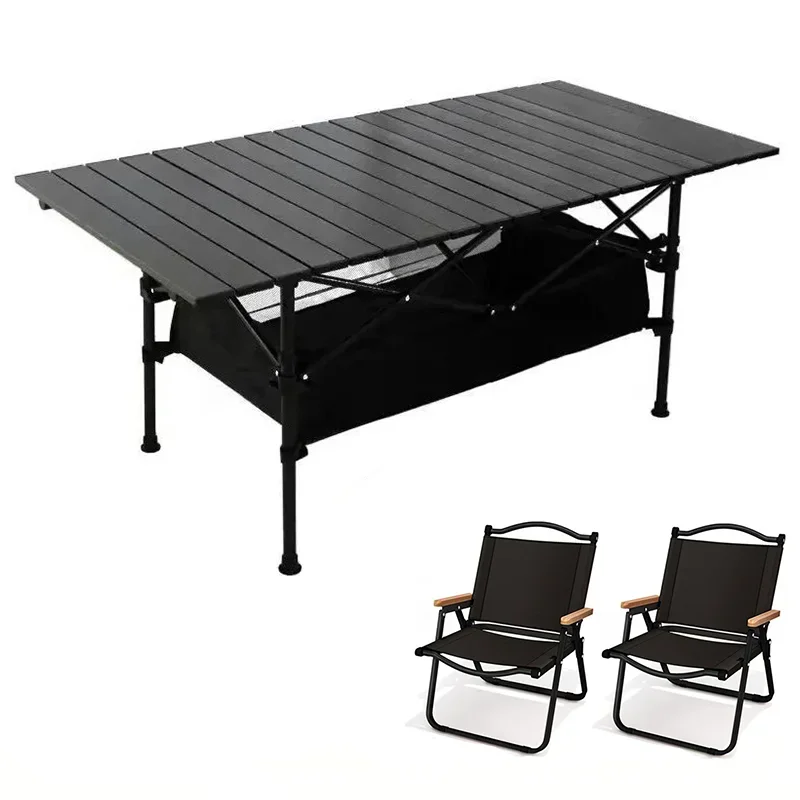 Outdoor Folding Table Carbon Steel Gold Mesh Bag Metal Camping Picnic Table Beach Comite Folding Portable Camping Chair