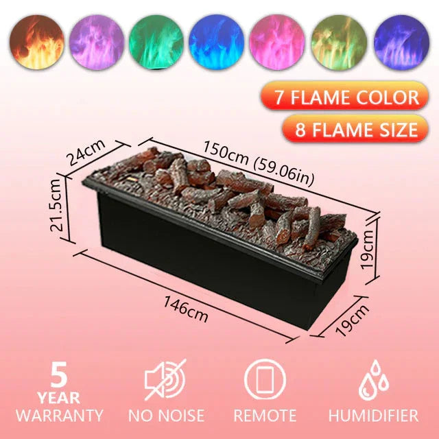 3D Atomized Electric Fireplace – RGB LED, Simulated Flame, & Humidifier