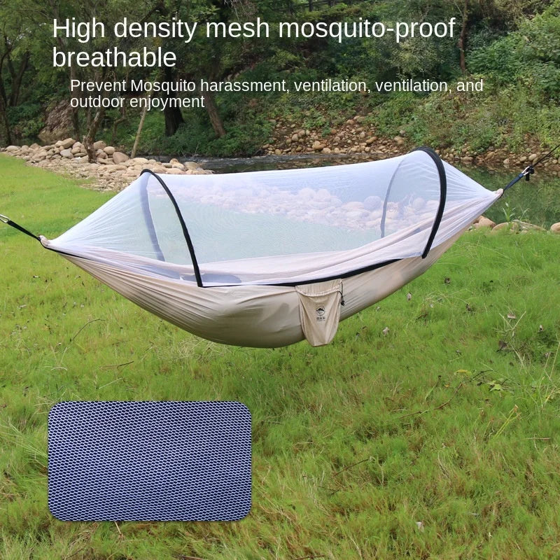 Enjoy cross-border exclusive hammock outdoor double person anti rollover 210T nylon spinning pole anti mosquito hammock