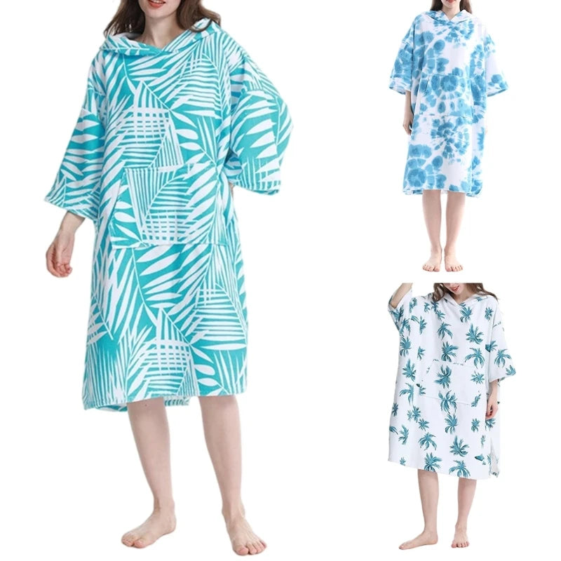 Changing Robe Microfibre Towel Poncho Hoodied Robe Changing Towel Surfing Poncho for Beach Swimming Wetsuit Changing