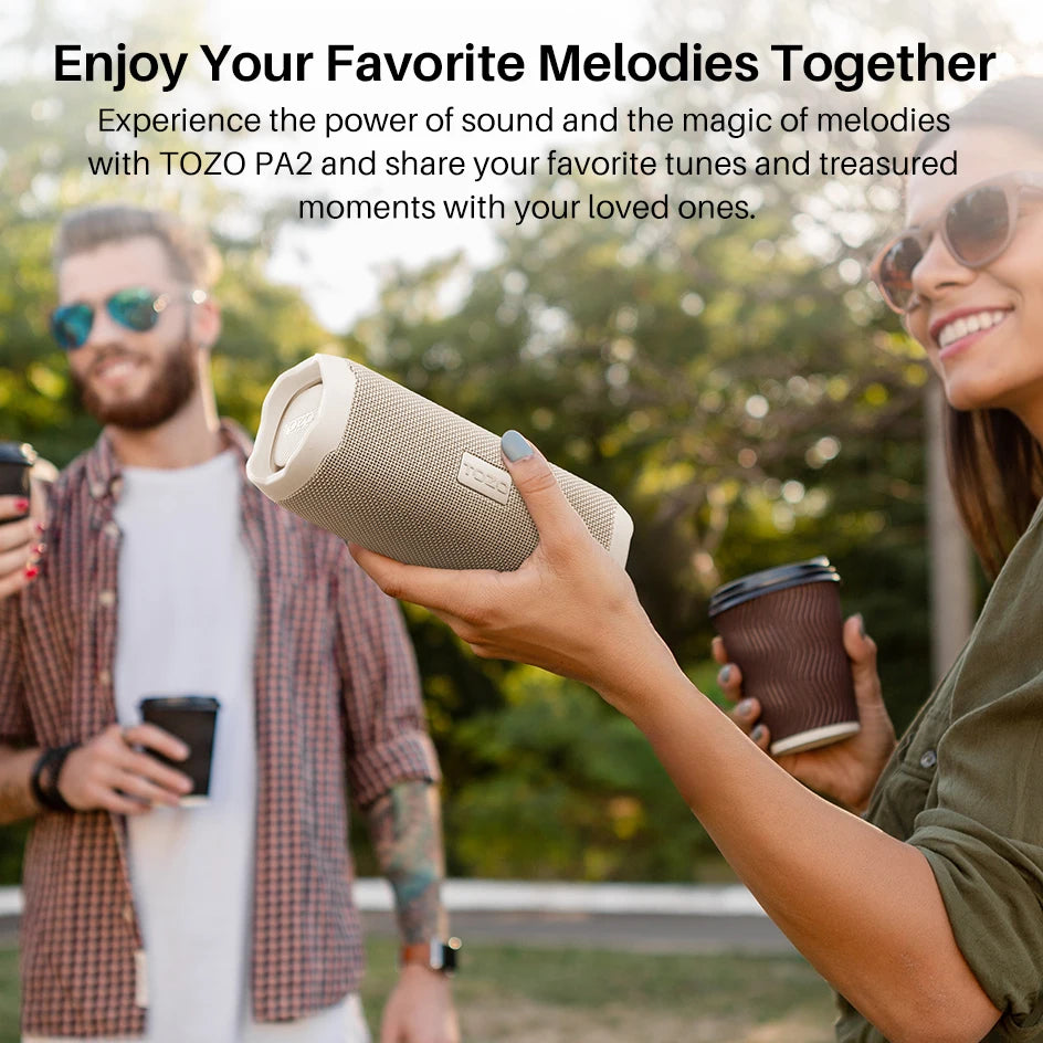 TOZO PA2 Bluetooth Speaker with Dual Drivers & Dual Bass Diaphragms Deep Bass Loud Stereo Sound 25H Playtime Wireless Speaker