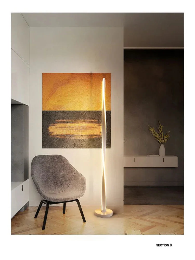 Modern LED decor Aluminum Floor Lamp for Living Room Bedroom Remote Dimming Acrylic Spiral Shape indoor Stand lighting