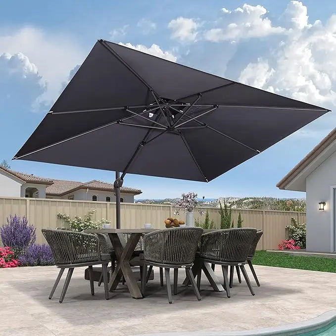 Cantilever Patio Umbrella with 360-Degree Rotation and Adjustable Tilt