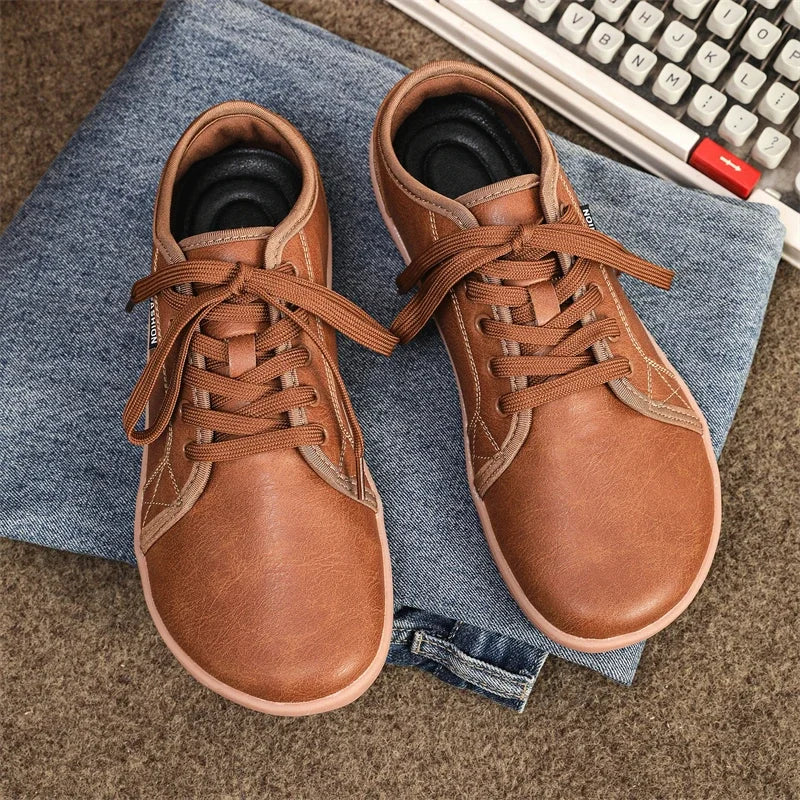 2024 Men Shoes New Flats Walking Leather Casual Shoes Men Barefoot Wide-toed Shoes Wider Toe Casual Sneakes Large Size 37-48