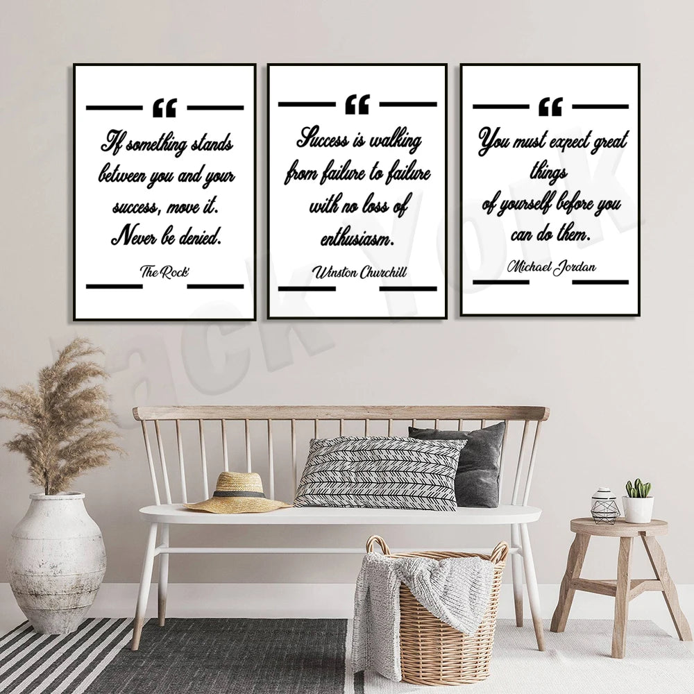 Motivational quotes wall art print, encouragement success sign, motivational text, trendy positive statement decoration poster