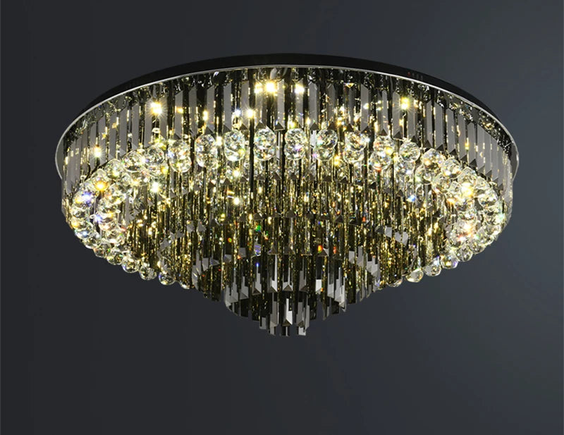 Modern Exalted Luxury Crystal Chandelier Lighting Round Hanging Lamp for Living Room Bedroom Indoor Home Light Fixtures