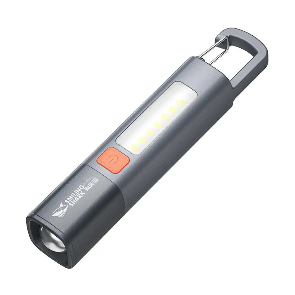 Smiling Shark SD1023 LED Torch Light XPE Super Bright Flashlight with Hook Camping Light USB Rechargeable Zoomable Waterproof