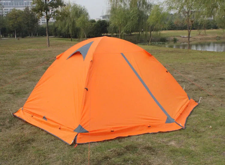 Flytop 2-3Persons 4Seasons Skirt Tent Camping Outdoor Double Layers Aluminum Pole Anti Snow Travel Family Ultralight Tourist