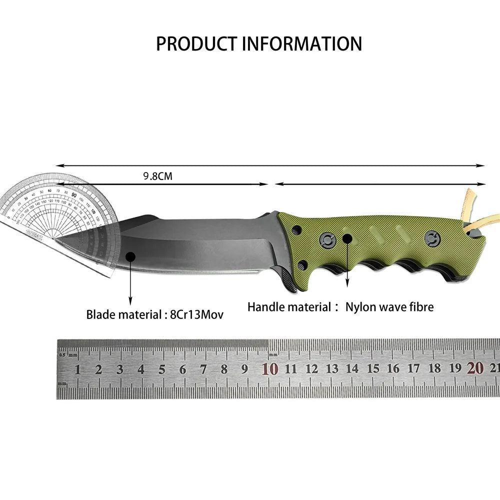 Portable Full Tang Tactical Fixed Knife 8Cr13Mov Blade G10 Handle Outdoor Hunting Camping Knives Military Self-defense EDC Tool