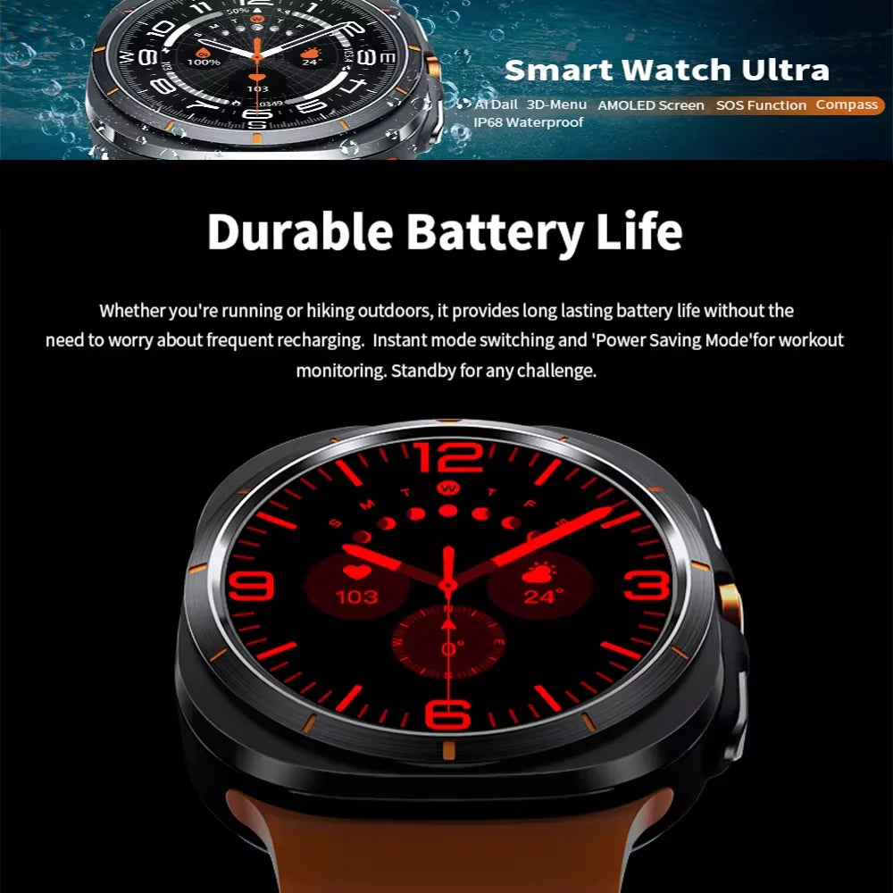 2024 New Galaxy Smart Watch 7 Ultra Men AMOLED Screen Multi-Function Sports Fitness Tracker Health Women smart watch for Samsung