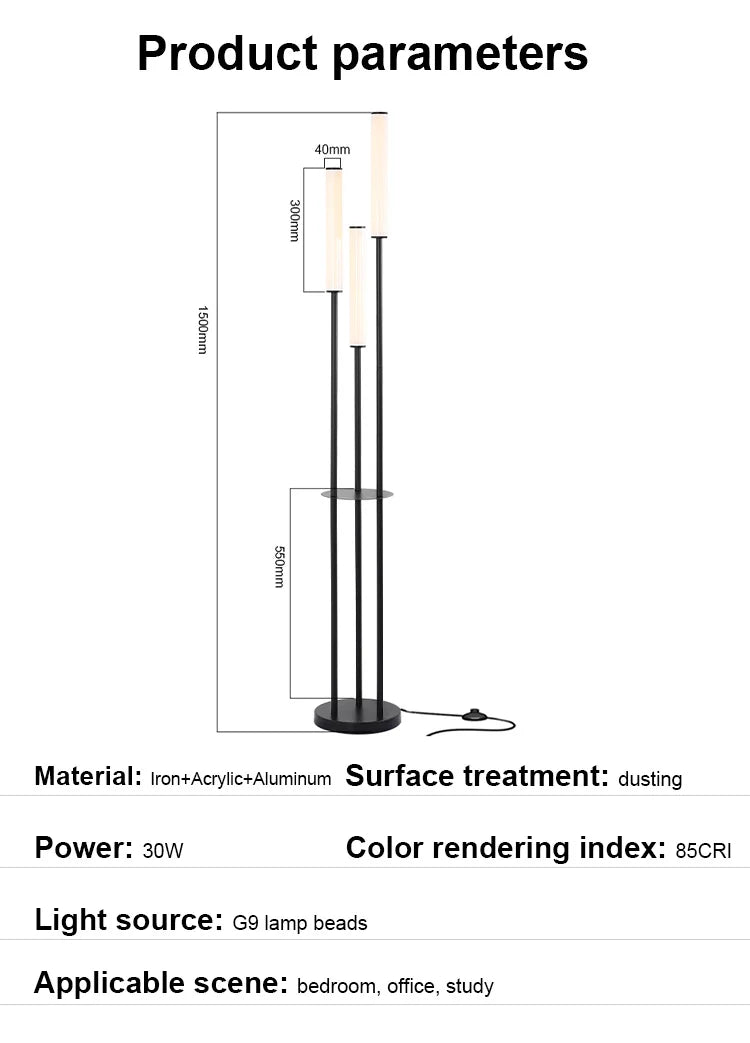 Modern LED Shelf Floor Lamp Storage Standing Lighting Dimmable LED Floor lamp Indoor with remote control for Home Decoration