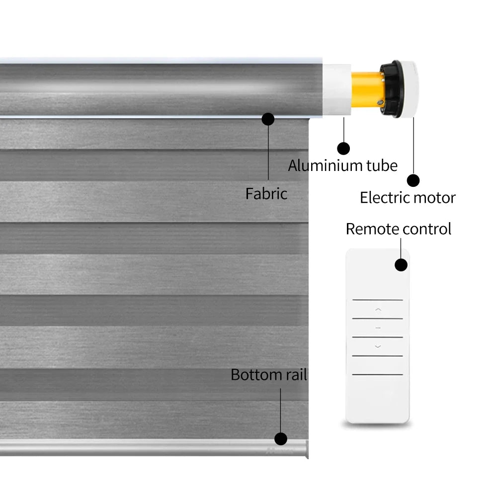 Motorised Double Roller Smart Zebra Battery Motor Blinds  Google Solar Automate For Windows Electric Shades Blinds