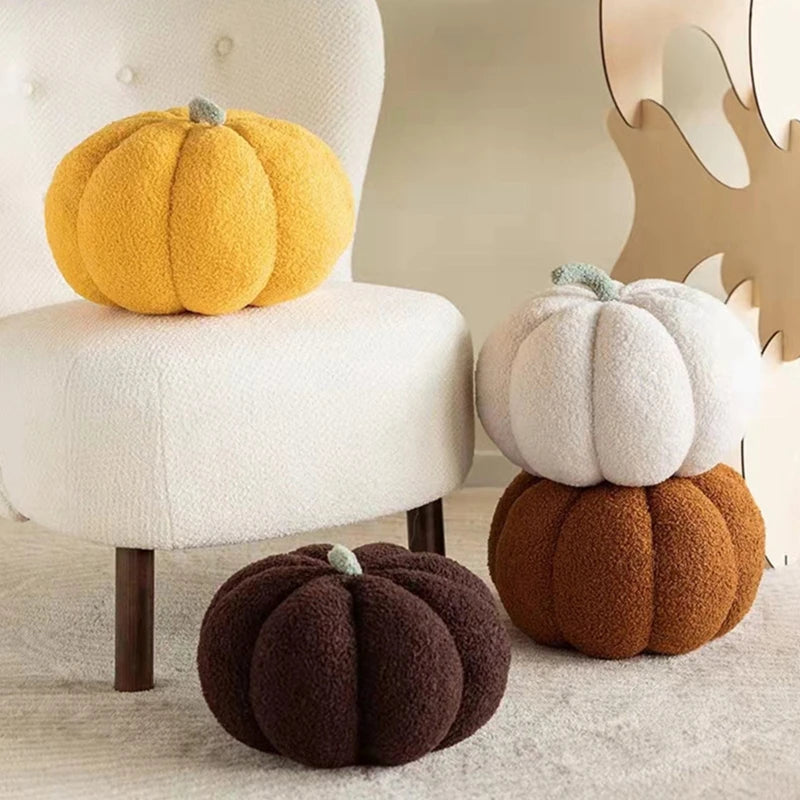 Pumpkin Throw Pillows Happy Halloween Fall Decorative Pumpkin Shaped Pillow Cute 3D Shaped Cushion for Bedroom Sofa