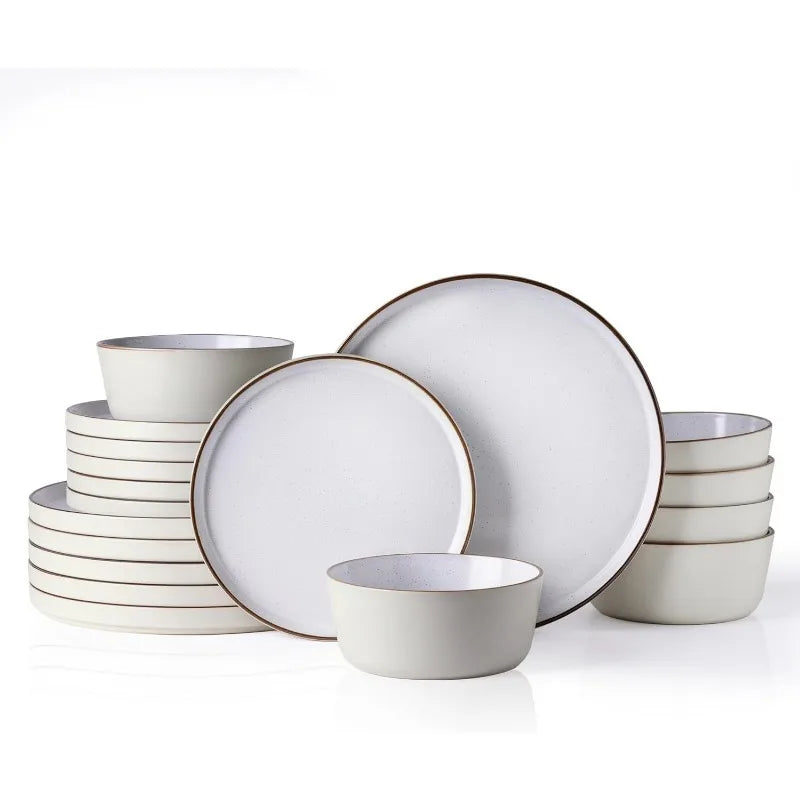 AmorArc Dinnerware Sets of 4,Modern Stoneware Plates and Bowls Sets