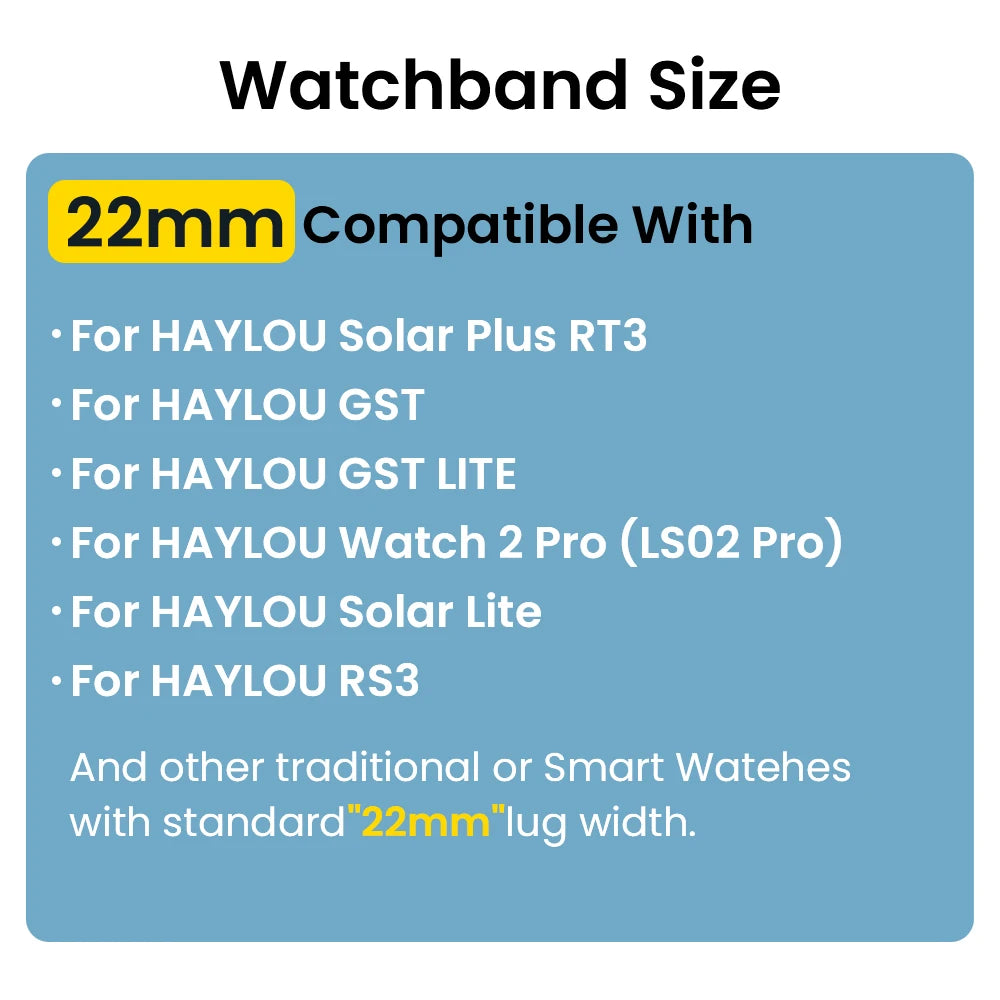 22MM Silicone Strap Watch Strap Suitable for HAYLOU Solar Plus RT3 Smartwatch HAYLOU Solar Lite Smart Watch