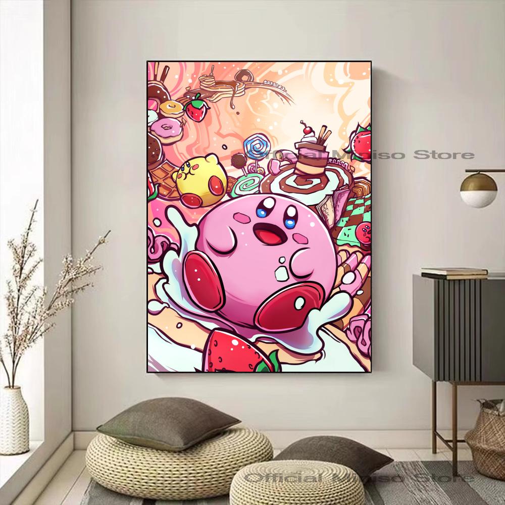 Cartoon Cute K-Kirby Poster Poster Paper Print Home Living Room Bedroom Entrance Bar Restaurant Cafe Art Painting Decoration