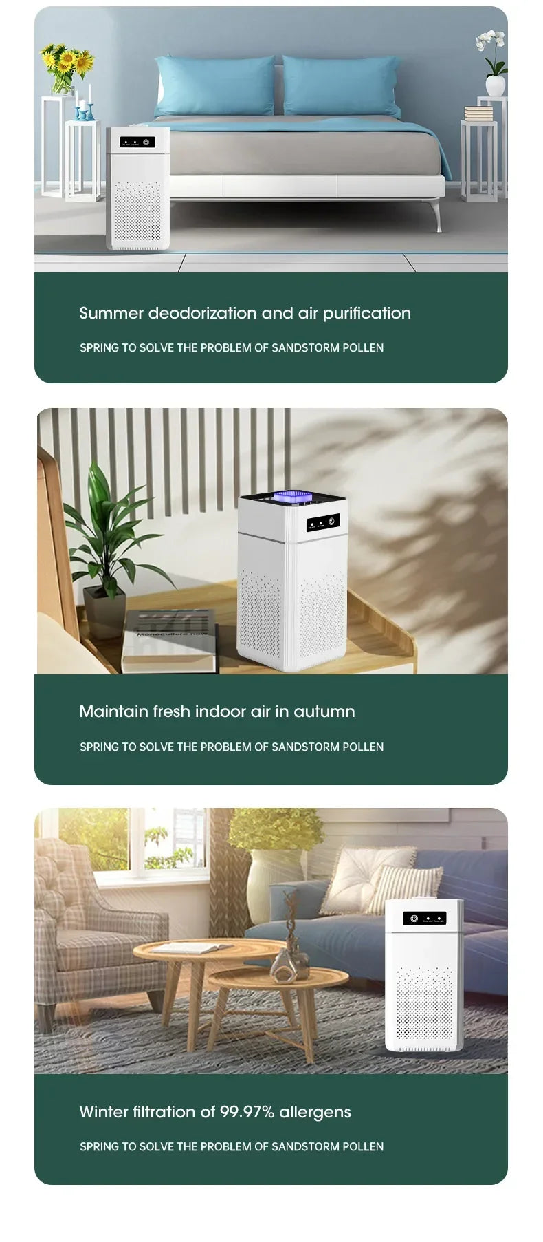 Smart Air Purifier Negative Ions Generator H12 HEPA Filter Purification Intelligent Desktop Air Purifier