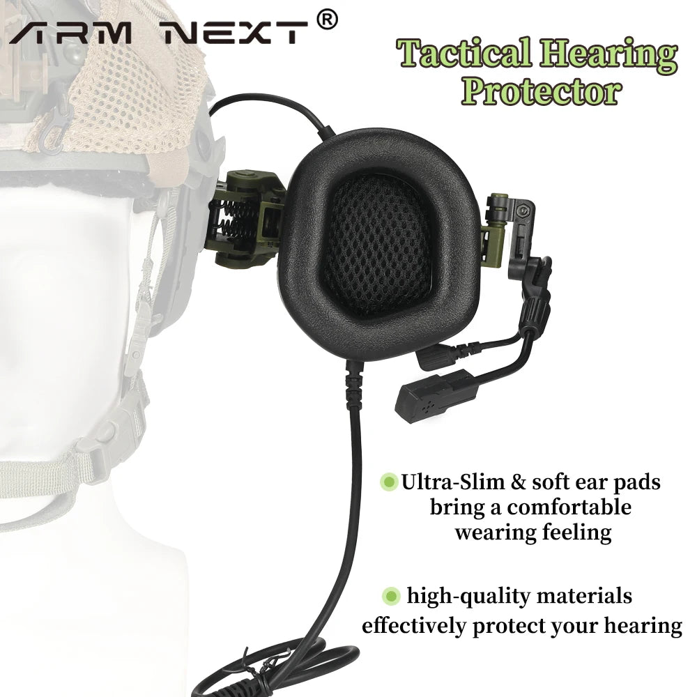 ARM NEXT Tactical Intercom Earmuff Shooting Passive Noise Canceling Earmuff Slim Hearing Protector Defender Non-Picking