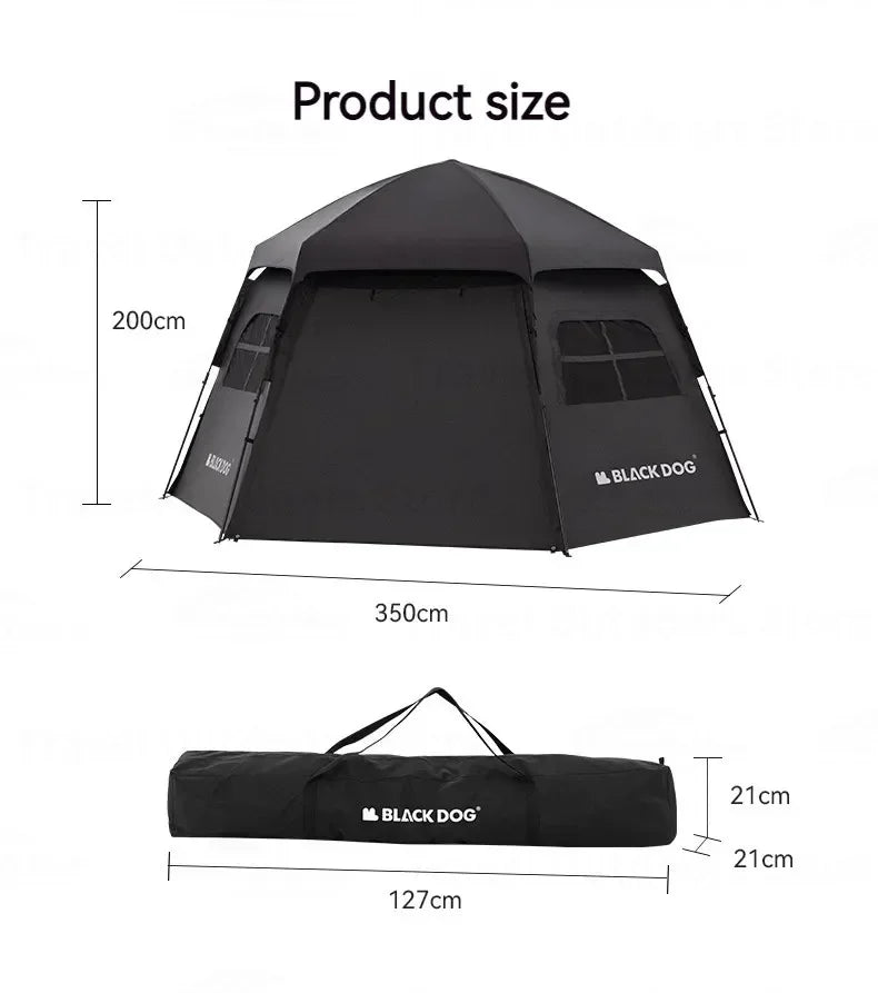 Black Dog Large Shelter Beach Waterproof Camping Tent Automatic Outdoor Cabin Portable Beach Tent Folding Windscreen Houses