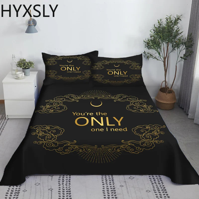 Black White Queen King Bed Sheet 2/3pcs Set Digital Print For Adult Polyester Bed Flat Sheet With Pillowcase Bedding Bed Linen