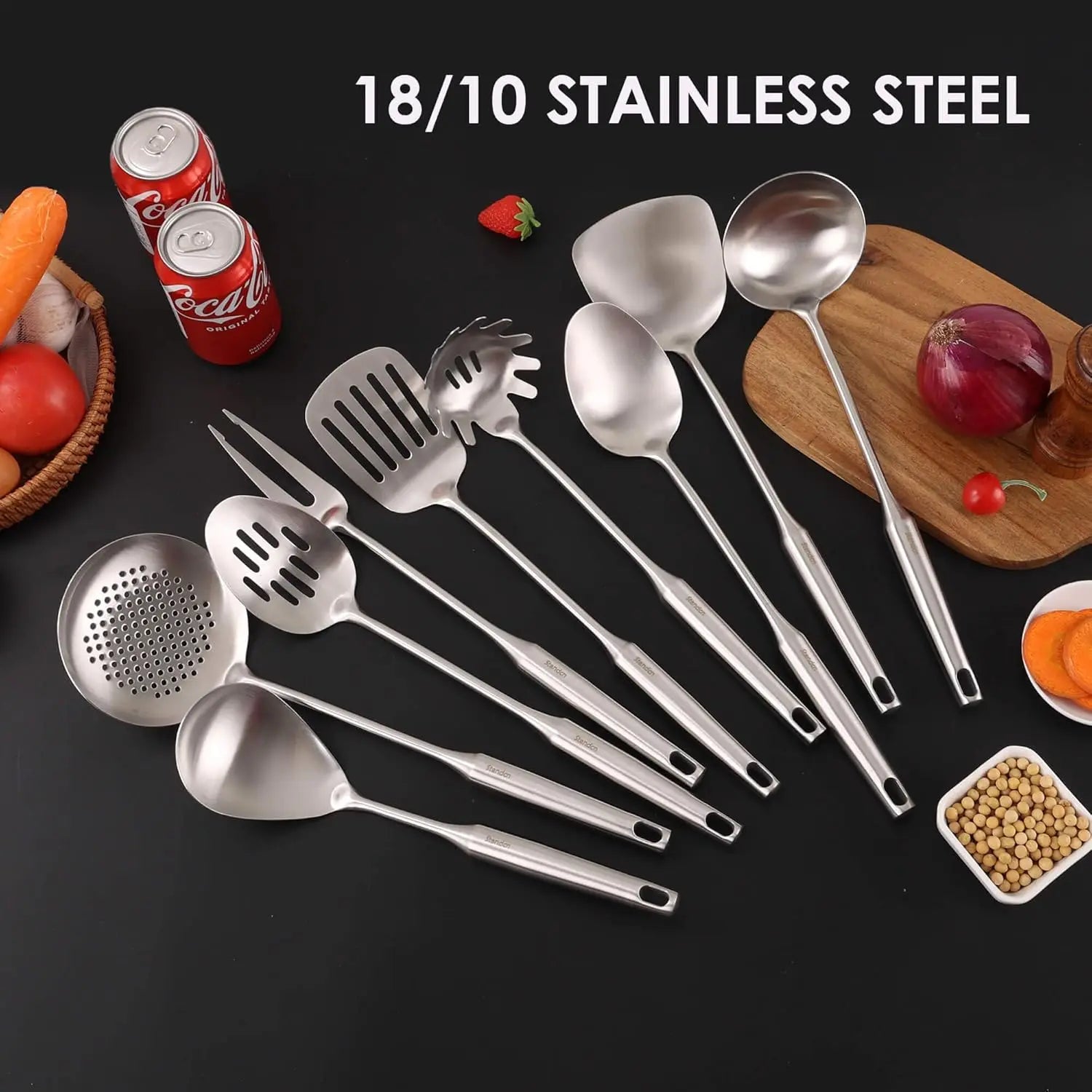 18/10 Stainless Steel Kitchen Utensils Set – 9-Piece Cooking & Serving Tools