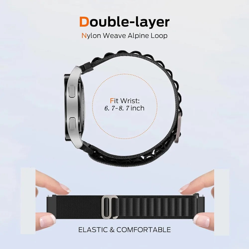 Nylon Band for Samsung Galaxy Watch 7 6 5 4 40mm 44mm Classic/Active/Gear S3 Frontier 20mm 22mm Sport Loop Strap Amazfit GTS 3 4