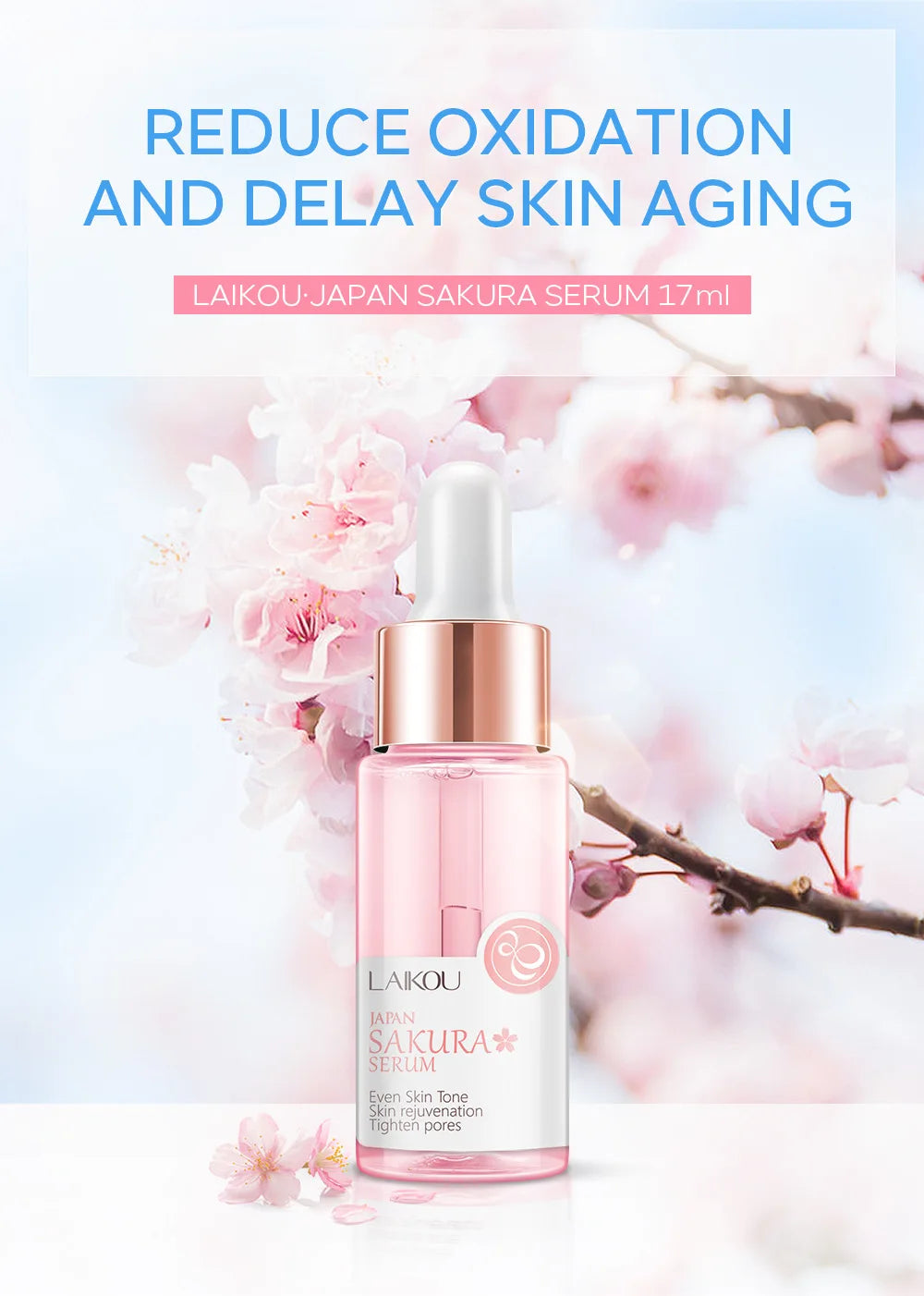 LAIKOU Serum Japan Sakura Essence Balance Grease  Hyaluronic Acid Pure Brightening Rejuvenation Skin Care Face Serum