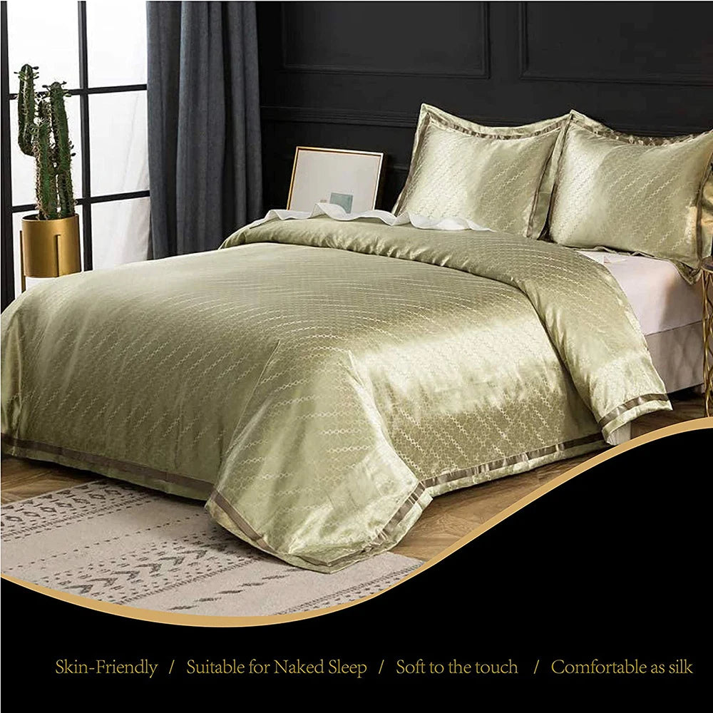 Simple&Opulence Bedding Set Bamboo Cotton Sateen Silk Double  Bed Linens King Size Pillowcase Duvet Cover comforter Sheet Set