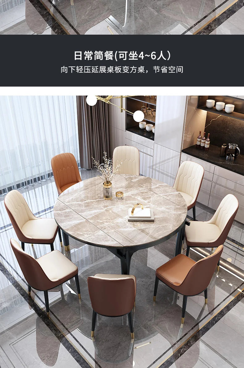 Design Extendable Kitchen Table Round Modern Nordic Simple Dining Table Luxury Multifunction Juegos De Comedor Furniture HD50CZ