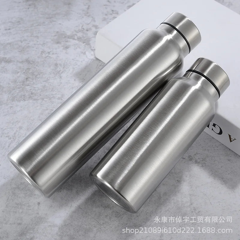 650ml/1000ml Stainless Steel Sport Water Bottle Single-layer Rugged Water Cup Metal Flask Drinkware Camping Sports Gym