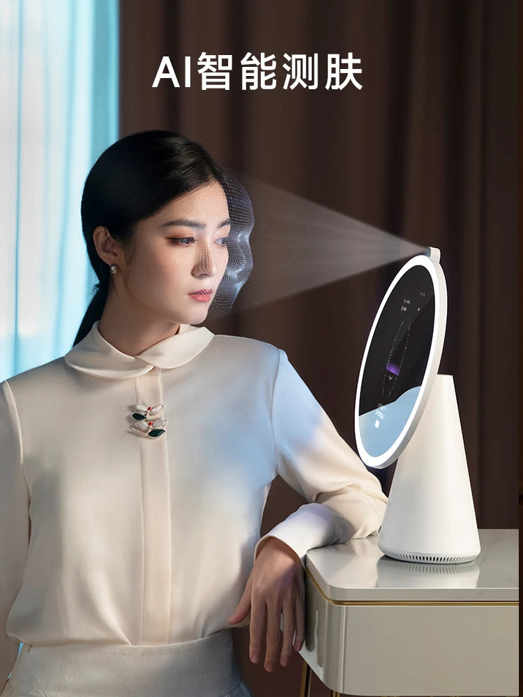 FPD Intelligent Makeup Mirror, Light Luxury AI Skin Measurement, Portable Beauty Mirror Smart Led Makeup Mirror Tabletop Mirror