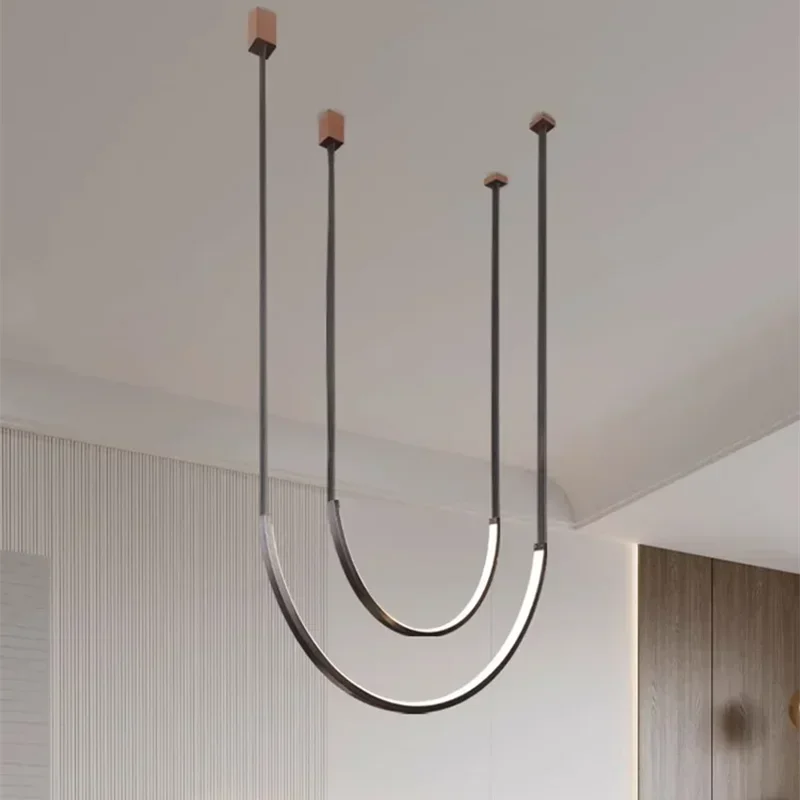 Nordic U-Shaped Leather Chandelier