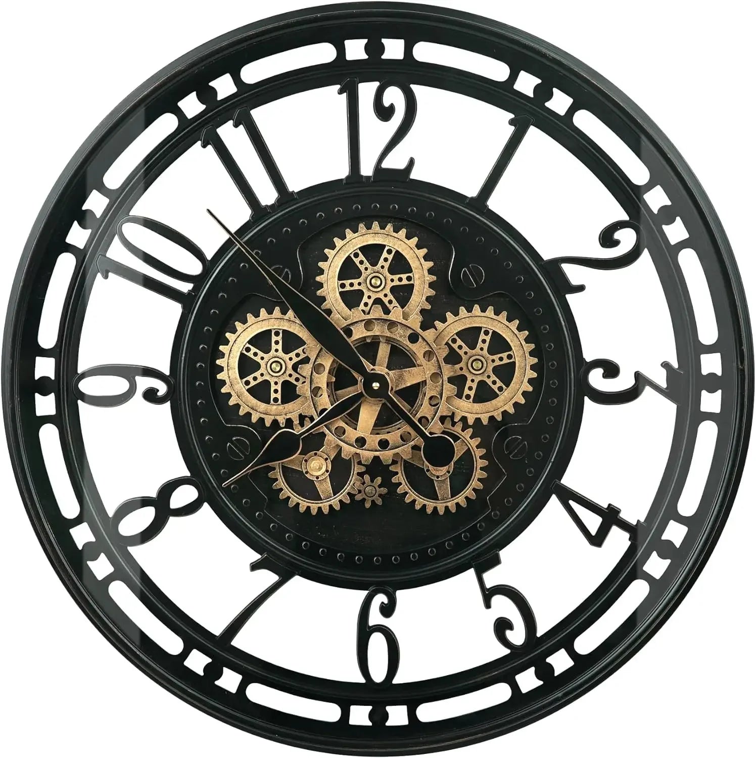 Oversized Industrial Moving Gear Wall Clock – Steampunk Loft Design