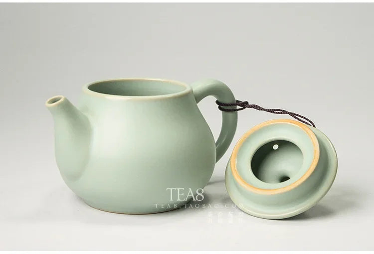 Azure Ru Ware Teapot High-End Authentic Gracked Glaze Little Pot of Vintage Pot Porcelain Kung Fu Kettle Tea Ceramic Teapot