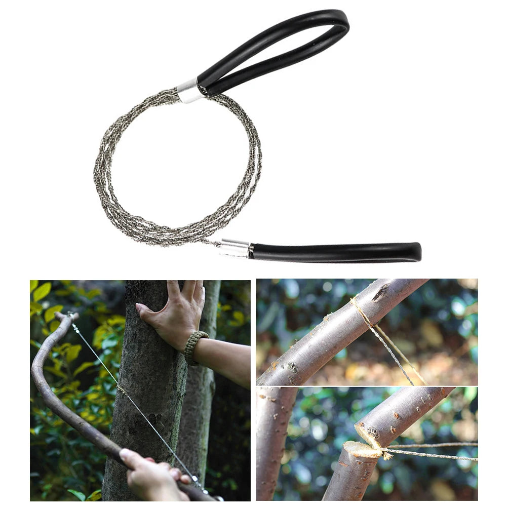 Portable Stainless Steel Wire Saw with Finger Handle Outdoor Camping Hiking Pocket Manual Cutting Chain Saws Survive Tool