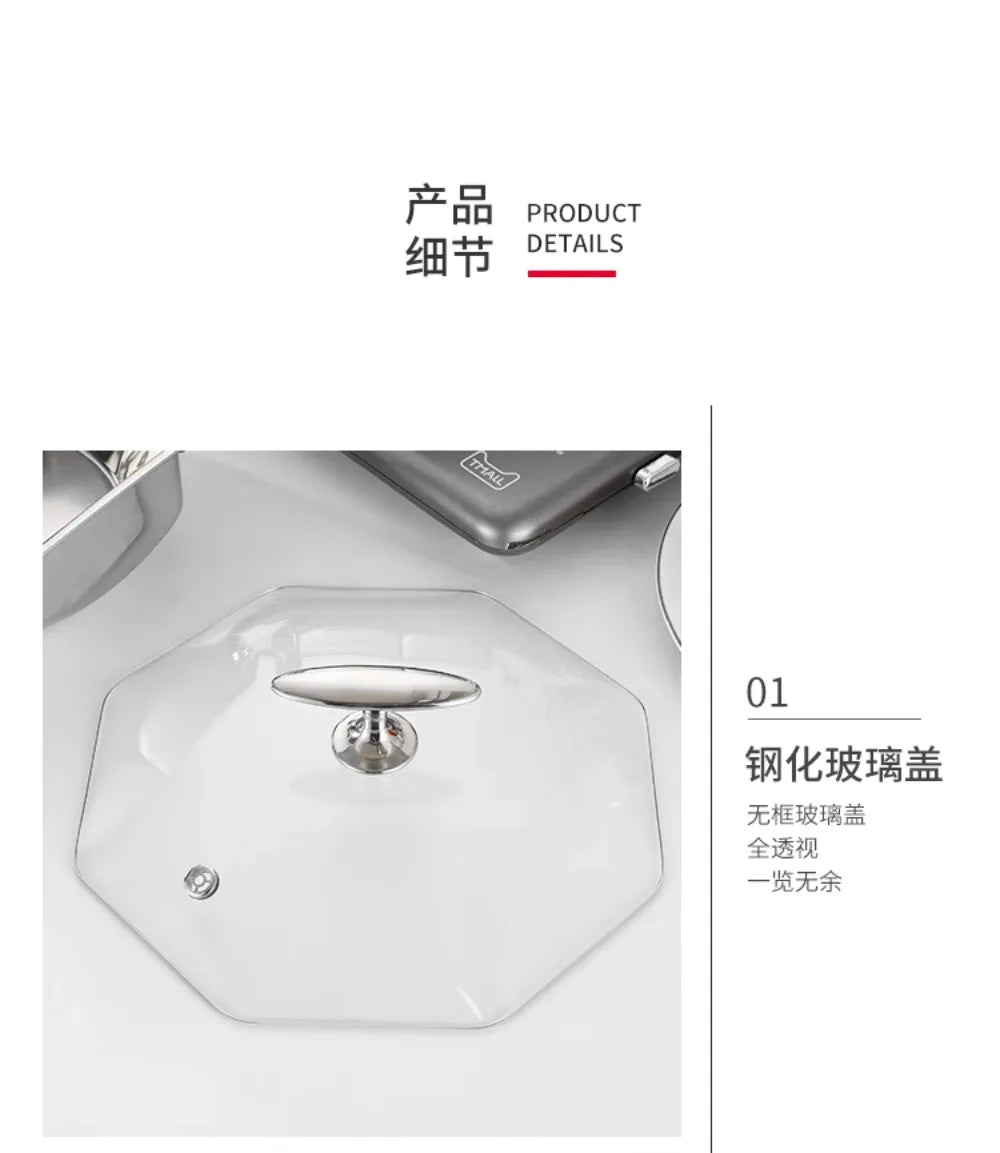 Cookware Suit 304 Octagonal Mandarin Soup Hot Pots High-End Steel Pots Induction Cooker Commercial Hot Pots Cookware Pot Sets CE