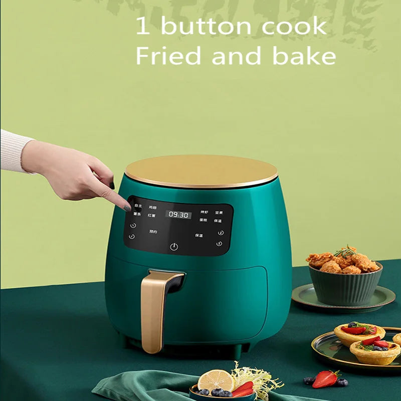 Multifunction 1400W Air Fryer 4.5L Oil Free Health Cooker Touch LCD Display No-Stick Pan Fry Bake Heating Roast Kitchen Machine