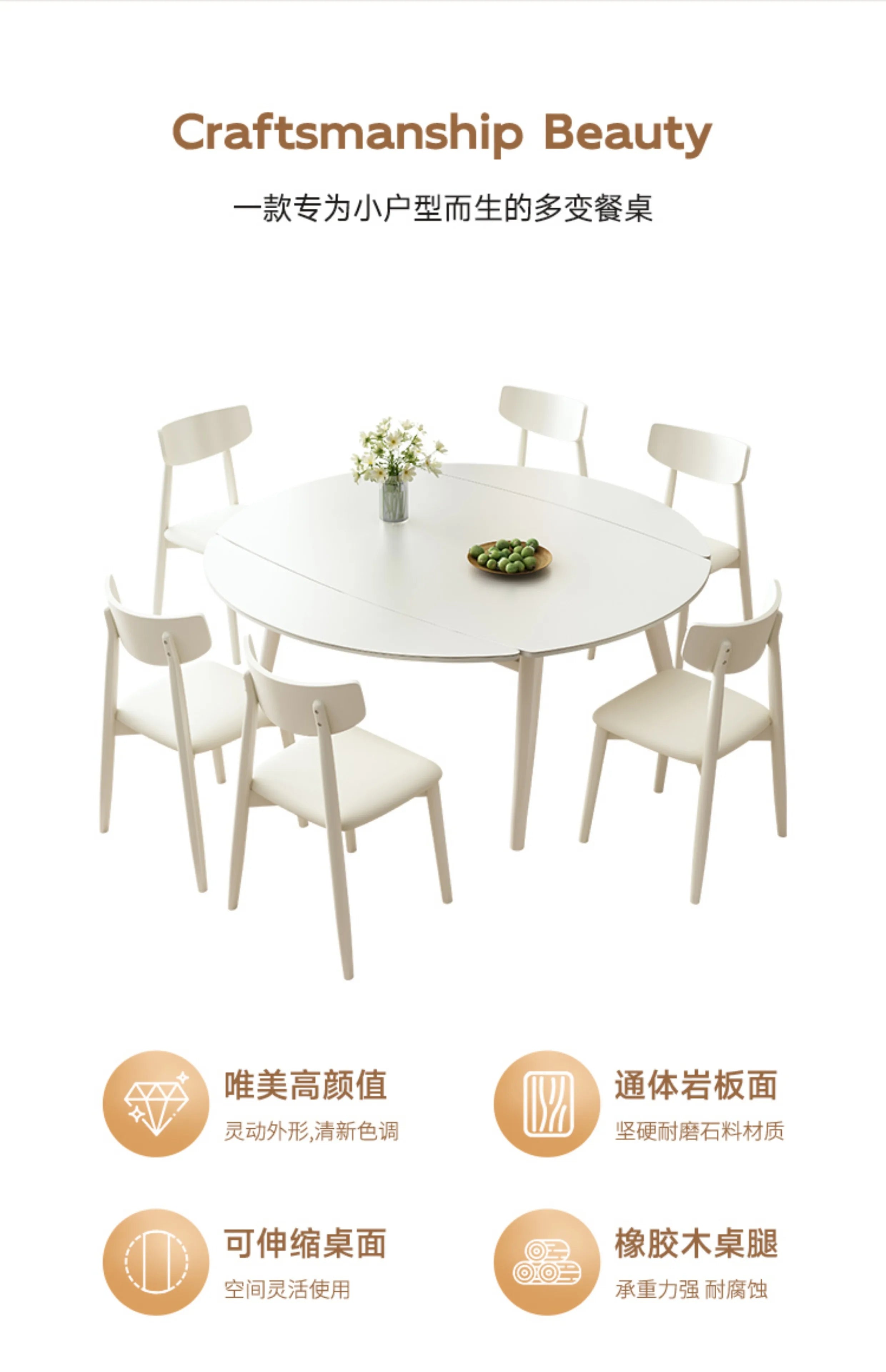 Design Folding Dining Table Extendable White Nordic Slate Center Table Modern Simple Mesas De Comedor Kitchen Furniture HD50CZ