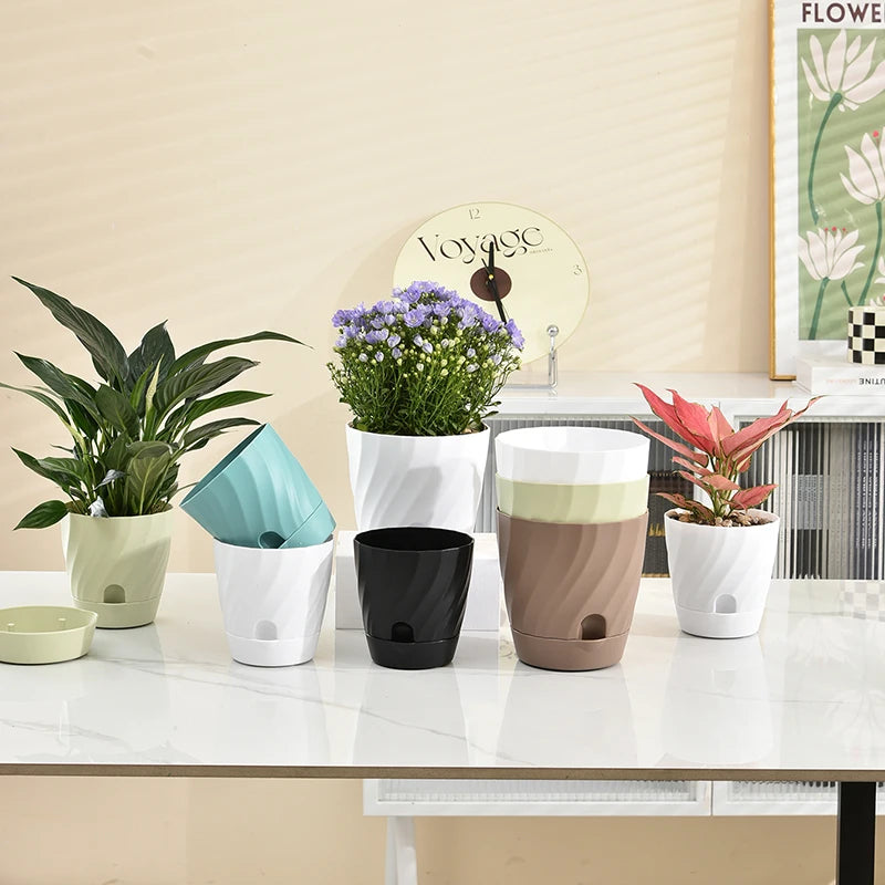 Plastic Flower Pots for Balcony, Simple and Breathable, High-end Planting, Home