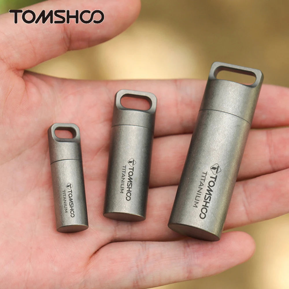 Tomshoo Titanium Mini Sealed Waterproof Storage Pill Box Perfume Case Pendants EDC Tools Eco-friendly Home Outdoor Pill Box