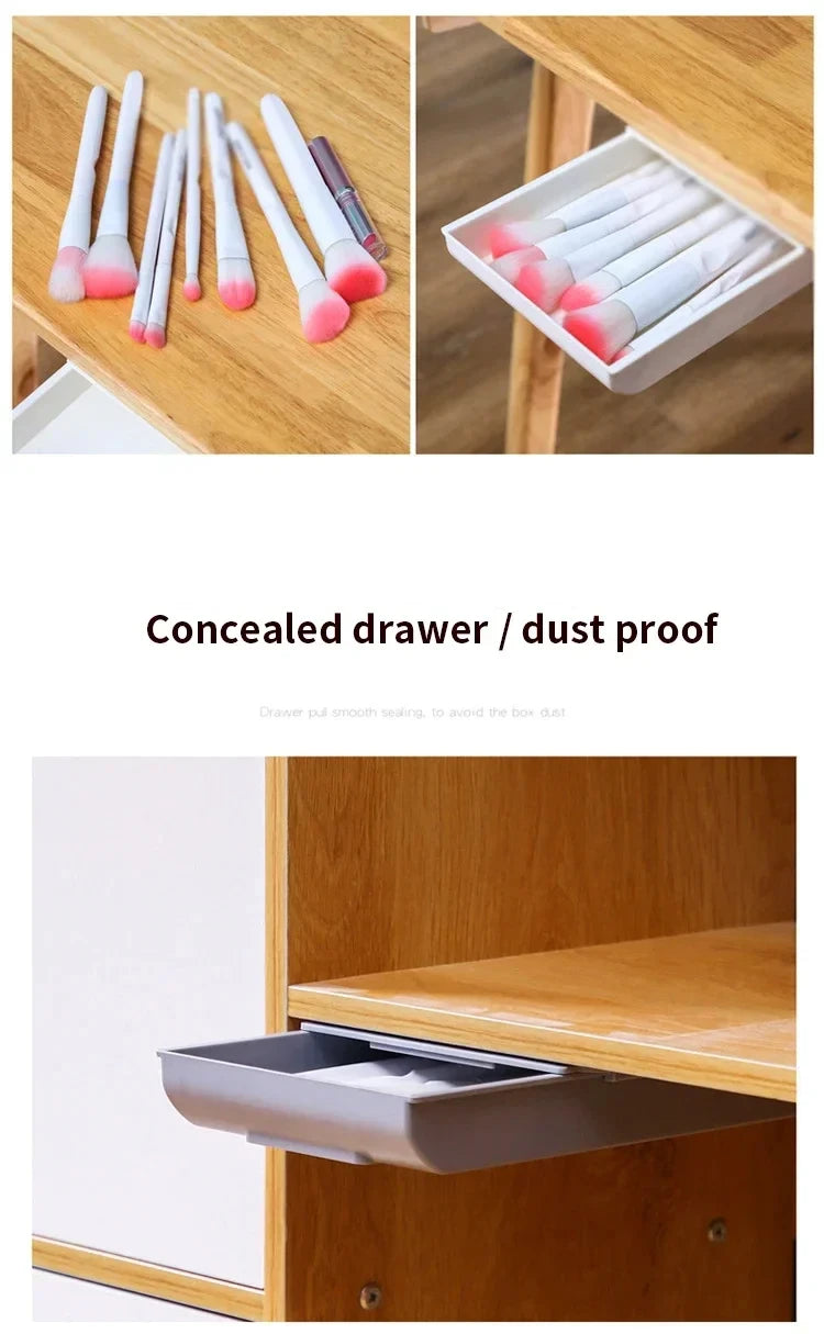 Hidden Desk Storage Box Storage Drawer Self-Adhesive Plastic Desk Storage Rack Cosmetic Stationery Organizers