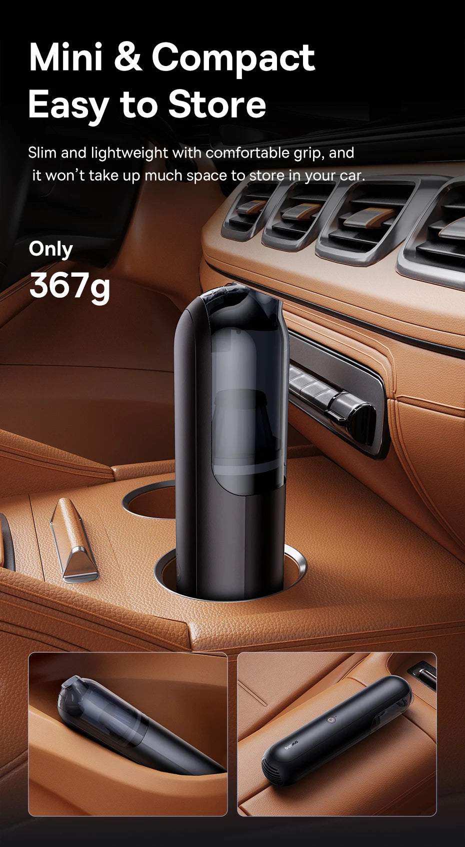 Baseus A0Pro Car Vacuum Cleaner Wireless Mini Portable Auto Vacuum Cleaner Cordless Vehicle Vacuum Cleaner for Car PC Cleaning