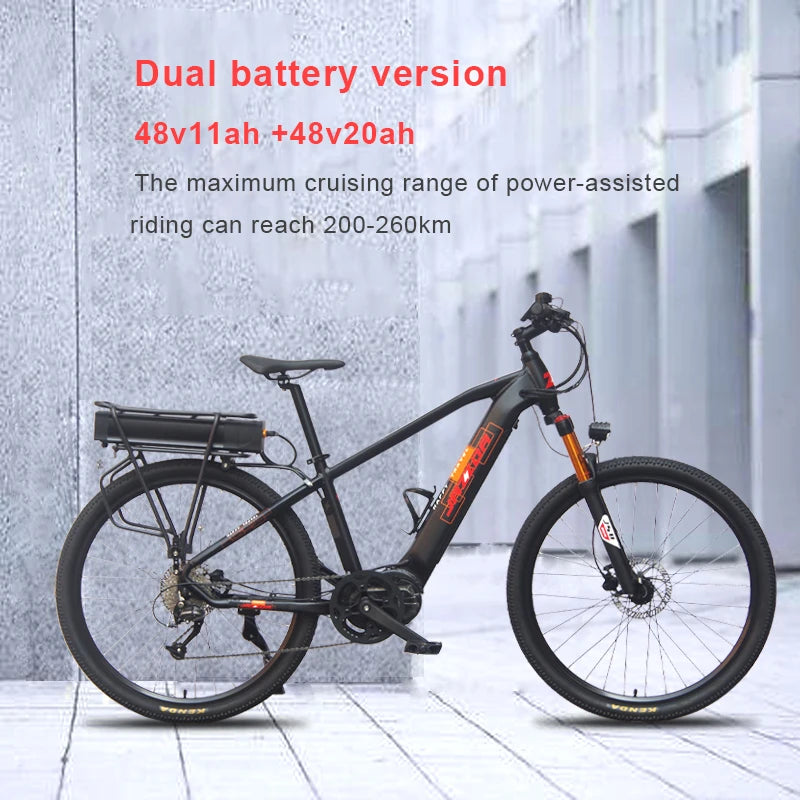 27.5inch electric mountain bike torque middle drive booster motor travel bike 45km/h XC electric bike