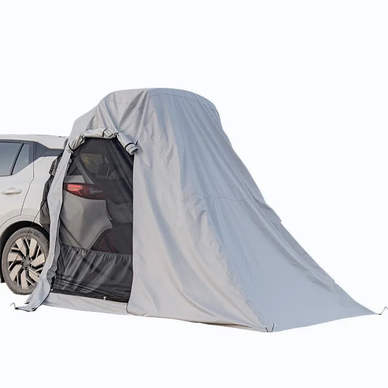 Outdoor camping camping in rear tent Portable double-layer quick-opening tent, full set of large tents at camp side of car.