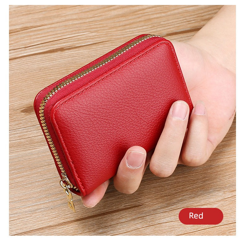 Anti-Degaussing Zipper Bank Driver's License Compact Card Holder