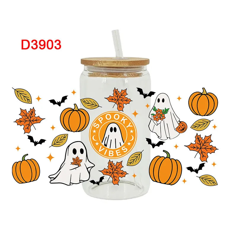 UV DTF Transfer Sticker Fall Theme For The 16oz Libbey Glasses Wraps Cup Can DIY Waterproof Easy To Use Custom Decals D3753