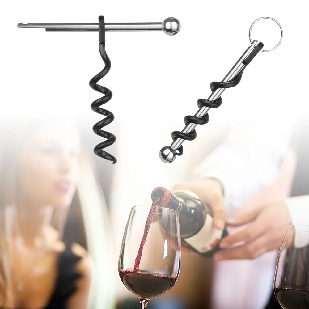 1Pcs Bottle Opener Outdoor Mini EDC Cork Screw Red Wine Bottle Opener Keyring Tool Multi-functional Camping Equipment Tool