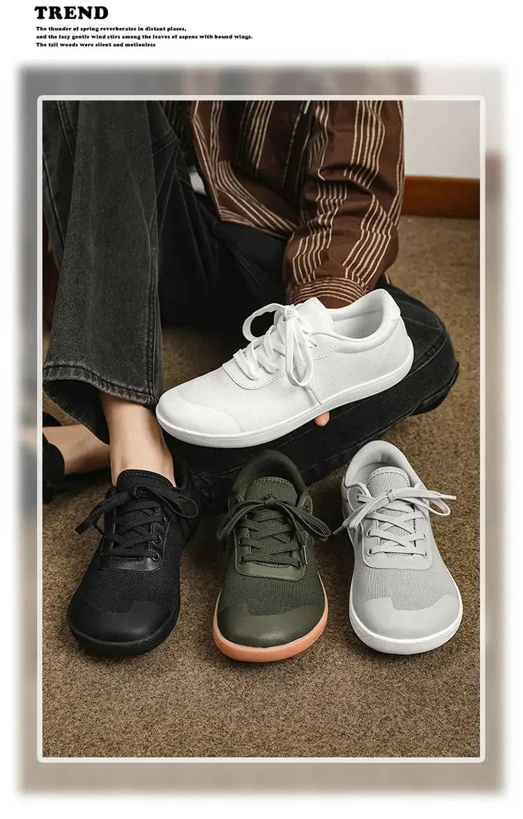 Men Wide Barefoot Shoes Casual Canvas Shoes Big Size Walking Training Minimalist Sneakers Zero Drop Non Slip Women Gym Flats