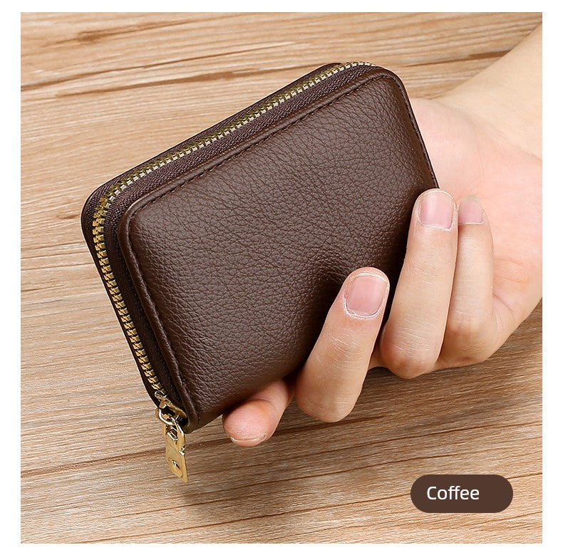 Anti-Degaussing Zipper Bank Driver's License Compact Card Holder